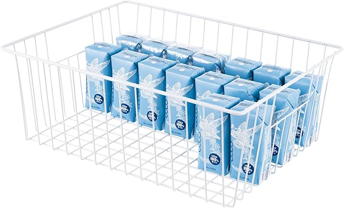 16" L x 12" W Wider Freezer Storage Organizer Baskets Container, Deep Metal - Image 2