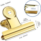 10 Pack Large Metal Hinge Clips 2.5 Inches Bull Hinge Paper Clips Gold Bulldog - Image 2