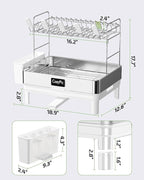 2 Tier Dish Drying Rack, Thicker Premium 304 Stainless Steel Dish Racks - Image 6