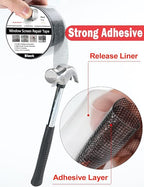 Wohohoho Window Screen Repair Tape, 3 in X 20 FT Black Screen Patch Repair Kit - Image 4