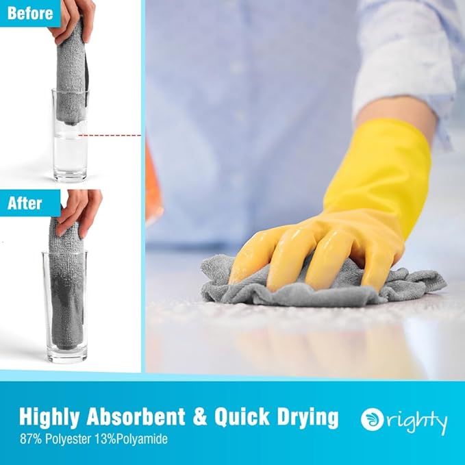 Orighty Grey Microfiber Cleaning Cloth, 150 Pack Highly Absorbent Cleaning - Image 3