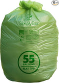 50-55 Gallon Compostable Trash Bags Flat-Top, Heavy Duty Extra Thick 1.57 Mil by Mazatzal