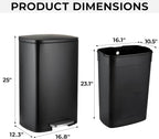 13.2 Gal Kitchen Trash Can, 50L Recycling or Garbage Bin, Brushed Stainless - Image 2
