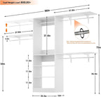 8FT Closet System with Shelves, Wall Mount Bedroom Wardrobe Walk-in Closet - Image 7