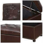 24'' Leather Storage Ottoman Rectangular Foot Rest Stool - Image 5