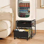 Mini Fridge Stand with Storage Drawer, 21.7”x21.7” Heavy Duty Mini Fridge Table by OUDUCK