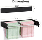 Wall Mounted Clothes Drying Rack, 5 Aluminum Rods, Collapsible, 32 inches - Image 2