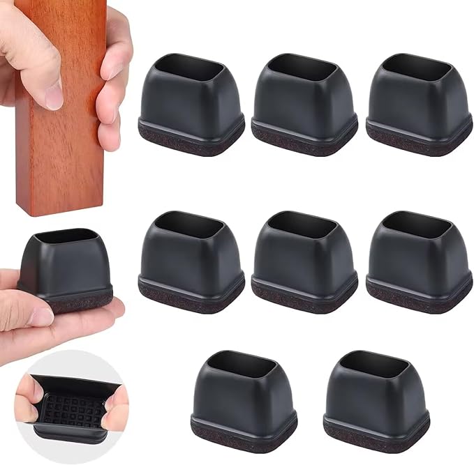 Ezprotekt 8 Pcs Rectangle Black Silicone Chair Leg Floor Protectors by VisittheEzprotekt