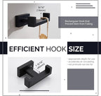 Angle Simple Double Towel Hook Matte Black, Stainless Steel Bathroom Towel - Image 6