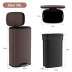 Arlopu 8 Gallon Step Trash Can, Stainless Steel Garbage Bin, Soft-Close Rubbish - Image 2