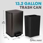 SIMPLI-MAGIC 13.2 Gallon Step Trash Can – Kitchen Garbage Can - Image 2
