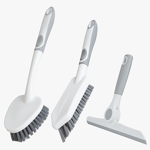3 Pack Heavy-Duty Scrub Brush Set, Grout Brush, Shower Squeegee, Shower by BRUSHFAMILY