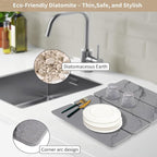 Large Stone Drying Mat for Kitchen Counter24"x16", Misty Gray, Diatomaceous - Image 3