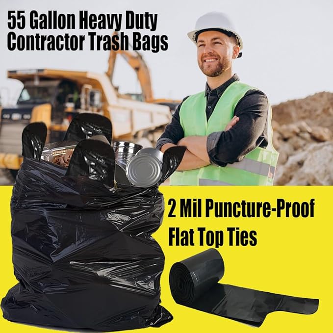 Contractor Heavy Duty Trash Bags 55 Gallon | 52 Count | 2 MIL | 36" X 56" | - Image 4