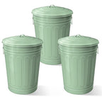 Plexon Round Trash Can 13 Gallon, Vintage Metal Outdoor Trash Can by Plexon