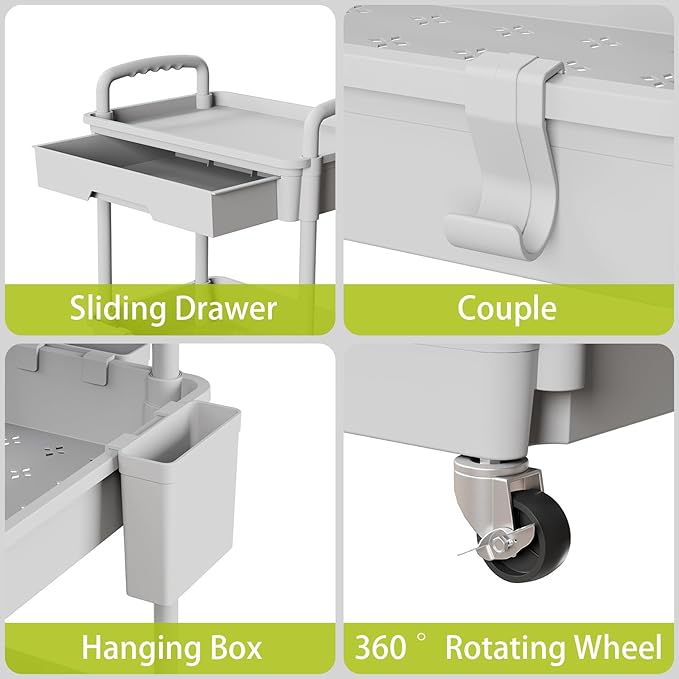 4 Tier Rolling Cart Organizer, Art Craft Diaper Bedside Snack Laundry Room - Image 4