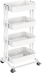 Pipishell 4 Tier Metal Rolling Utility Cart, Heavy-Duty Storage Rolling Cart by Pipishell