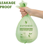 SUPERBIO 2.6 Gallon Flat Top Compostable Food Waste Bags, 2 Pack, Food Scrap - Image 4