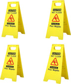 CERLMLAND wet floor signs 4 piece double-sided sign alerts clear identification by CERLMLAND