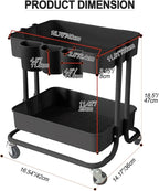 Melody House 2-Tier Utility Rolling Cart Storage Sofa Side Table - Image 4