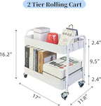 2 Tier Metal Rolling Cart with Wheels - Image 5