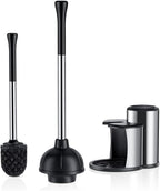 HAMITOR Toilet Plunger and Bowl Brush Set: 2 in 1 Stainless Steel Heavy Duty by HAMITOR