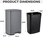 8 Gal Kitchen Trash Can, 30L Recycling or Garbage Bin, Brushed Stainless Steel - Image 2