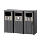 Outdoor Three Barrel Trash Can, Waterproof Resin Garbage Can by OutdoorLivingPerfected