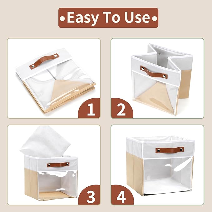 HNZIGE Fabirc Storage Cube Bins 13x13x15 Storage Cube Bins, 4 Pack Foldable - Image 7