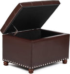 Leather Storage Ottoman Bench Foot Rest Stool - Image 4