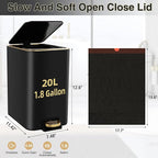Small Bathroom Trash Can with Lid Soft Close, 1.8 Gallon Stainless Steel - Image 5