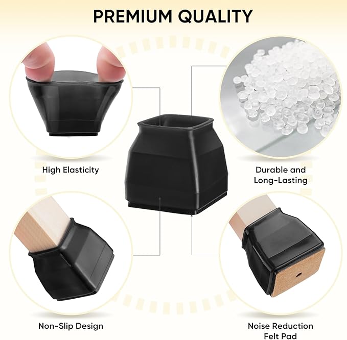 BALEINE 16 Pack Silicone Chair Leg Floor Protectors, Stool Leg Protectors Cap - Image 2