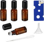 5ML Roller Bottles for Essential Oil, 4 Pack Empty Amber Glass Roller Bottle by HEYLEAYAR