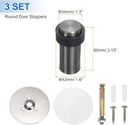 PATIKIL 3Set Round Door Stoppers, 80mm Stainless Steel Door Stop Doorstop Wedge - Image 2