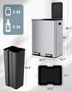 Arlopu 16Gal Dual Trash Can w/2 Built-in Box - Image 2