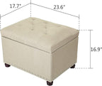 Joveco Storage Ottoman Bench Rectangular Fabric Organization Tufted Footrest - Image 3