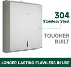 Commercial Paper Towel Dispenser Wall Mount 400-Sheet Capacity Brushed - Image 5