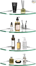 Corner Glass Shower Caddy 4 Pack 8MM-Thick Tempered Glass Shelf No Drilling by decorstat