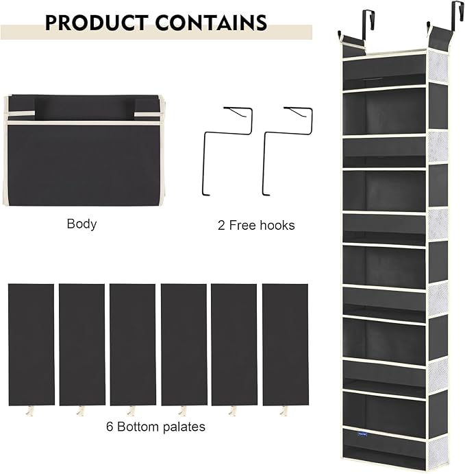 Over The Door Hanging Organizer 6-Shelves and 12 Side Pockets, Over The Door - Image 7