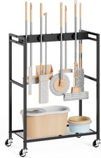 BORISI Broom And Mop Holder, Movable Broom Closet Storage Cabinet, Cleaning Cart by BORISI