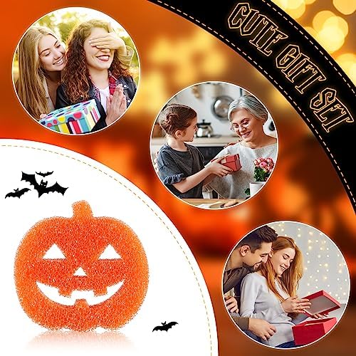 Umigy 12 Pcs Halloween Cute Sponges Ghost Bat Pumpkin Cat Non Scratch Dish