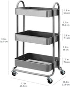 Amazon Basics 3-Tier Rolling Utility or Kitchen Cart, Lockable Wheels - Image 5