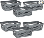 Glad Plastic Storage Basket Set, Value Pack of 6 | Open Storage Bins by GladTrashFoodStorage