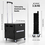 Folding Utility Cart Black Portable Rolling Crate Handcart Foldable Shopping - Image 4