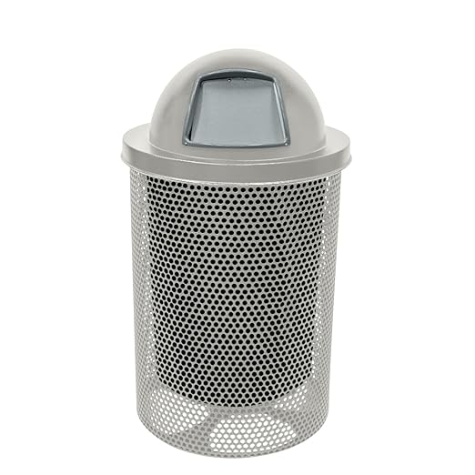 COATEDOUTDOORFURNITURE RDT-P-Gry Heavy Duty Round Trash Receptacle by CoatedOutdoorFurniture