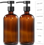 GMISUN Amber Glass Soap Dispenser, 2 Pack Bathroom Hand Soap Dispensers by GMISUN