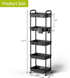 5 Tier Rolling Cart Organizer, Bathroom Cart Organizers - Image 3