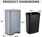13.2 Gal Kitchen Trash Can, 50L Recycling or Garbage Bin, Brushed Stainless - Image 2
