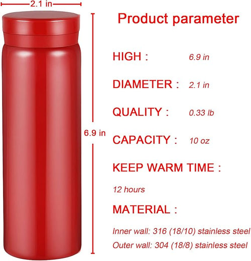 10oz Mini Water Bottle Stainless Steel Thermos Small Flask - Image 2