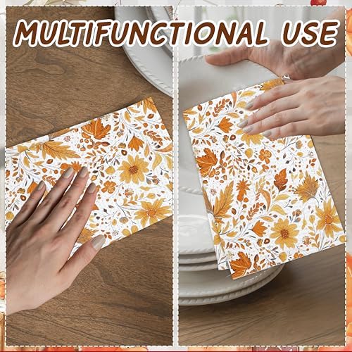 Fall Kitchen Towels, Autumn Dish Towels for Home Kitchen Farmhouse, Fall Housewarming Thanksgiving Gifts for Women Family Friends, Autumn Wildflowers Bathroom Hand Towel Decor -04 - Image 4